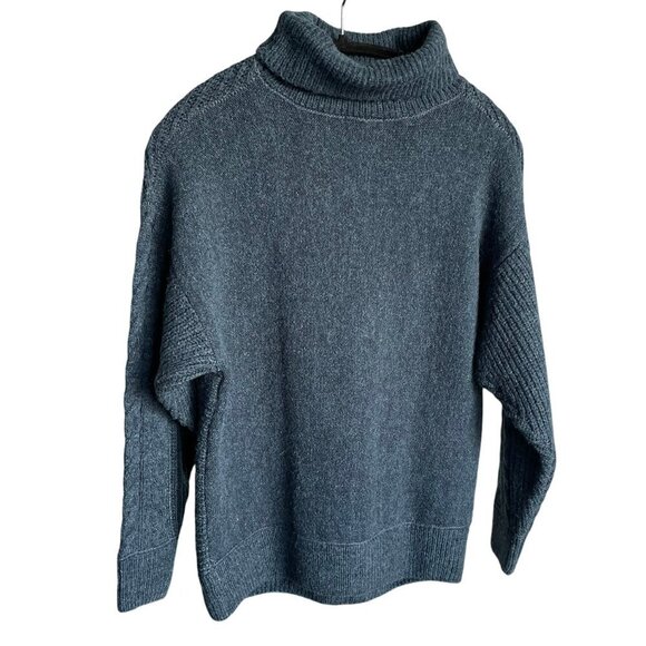 SUZY SHIER Women's Turtle Neck Stone Blue Sweater Warm, Size Large - Picture 3 of 12